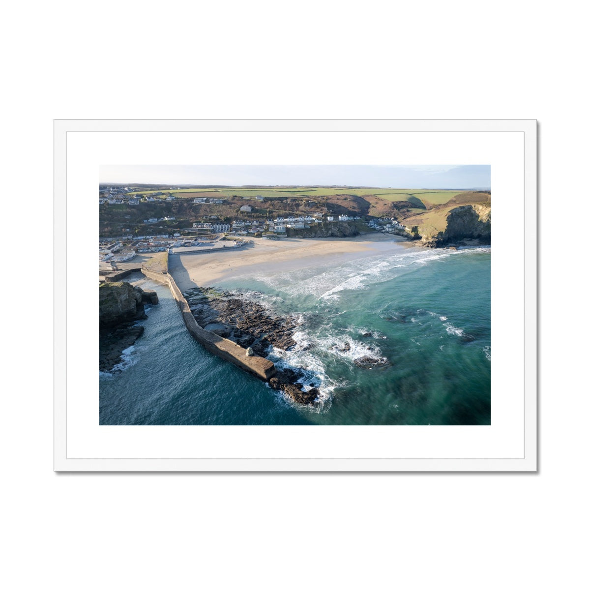 Portreath Beach View ~ Framed & Mounted Print