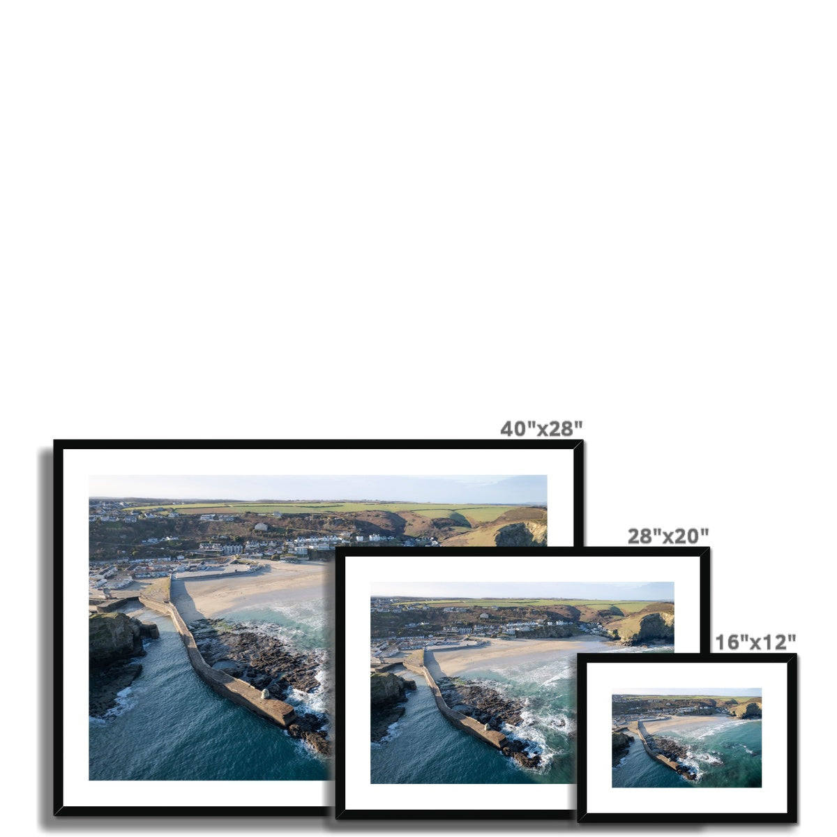 Portreath Beach View ~ Framed & Mounted Print